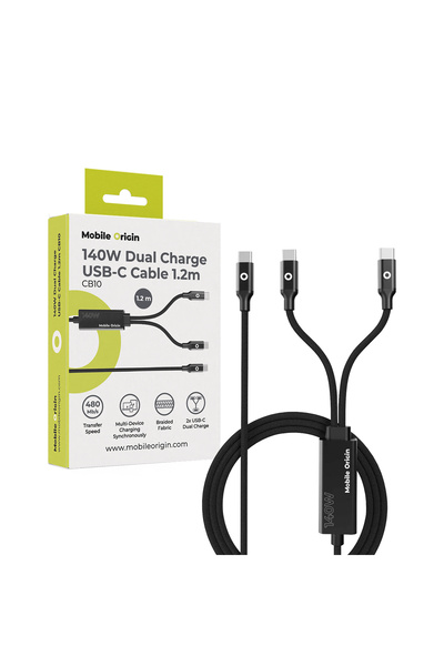 Mobile Origin Καλώδιο USB-C διπλής φόρτισης 140W, 1.2 μ. CB10