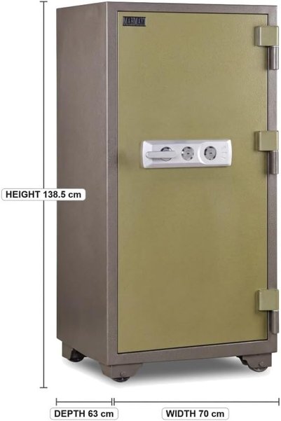 Mahmayi Fire Safe BS-K1400 Heavy Duty Security Safe Locker with Key Lock, Fire Resistant Safe for Home, Office, Bank, Business and Commercial Use - Grey