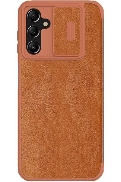 Nillkin Qin Pro για Samsung Galaxy A14 Θήκη με Συρόμενο Κάλυμμα Κάμερας Καφέ