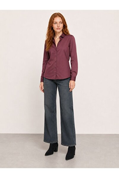 Loft Bella Kadın Kahverengi Düz Paça Orta Bel Regular Fit Jean Pantolon