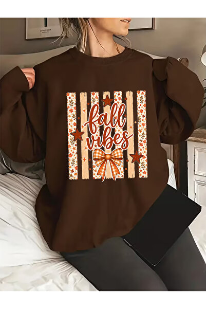 SUNFREE Sonbahar Mix Printed Oversize Cotton Basic Sweatshirt
