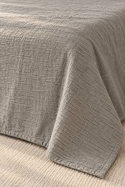 VAROL Pietra Dokulu Çift Kişilik Yatak Örtüsü Takımı Taş 240×260 cm – 2 Yastık Kılıflı