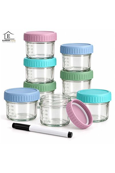 Elindor Set de 8 Elindor ®   Recipiente pentru alimente bebeluși, Borcane de ...