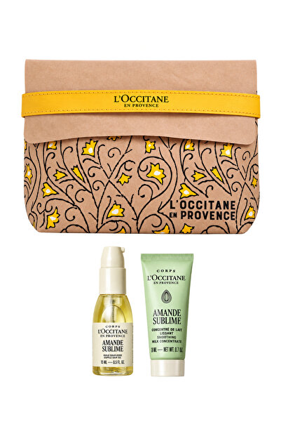 L'Occitane Badem Mini Vücut Bakım Seti, Seyahat Boy, Çantalı, 3'lü Set