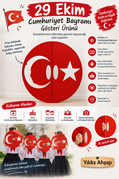 Ay yıldızlı gösteri panosu 29 ekim 23 nisan ve özel kutlamalar icin