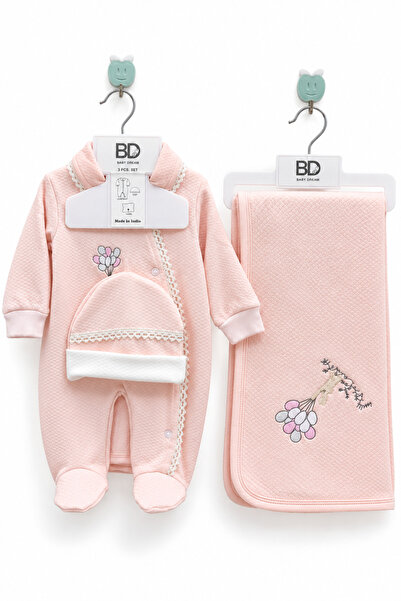 Baby Gift طقم مواليد شتوي 3 قطع - أفرول مع كوفلة وطاقية