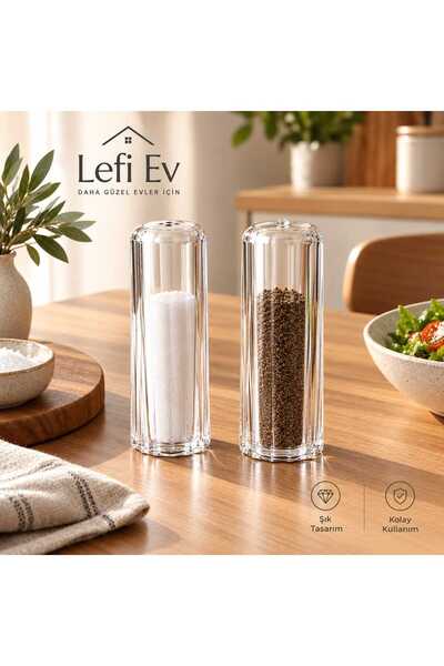 LEFİEV طقم ليفي إيف مكون من قطعتين من وعاءات التوابل والملح العصرية - وعاء مل...
