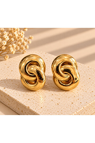 MİLANO BEAUTYS Women's Gold Color Knot Design Earrings – Large Geometric Hoop...