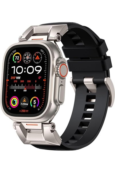 Bandletic حزام R-Steel FKM مصمم لساعة أبل ألترا 2 / ساعة أبل ألترا 49 ملم للر...