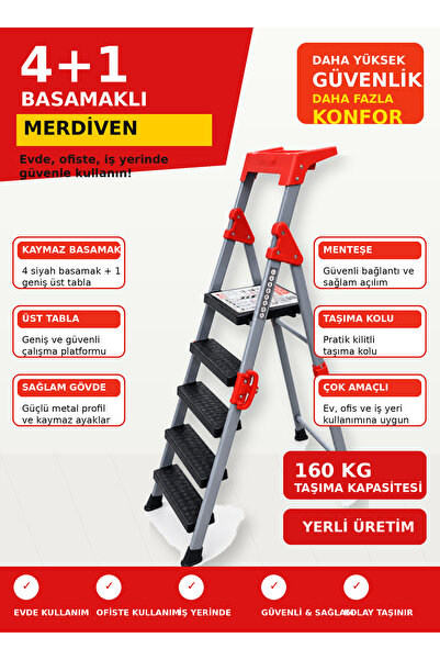 Liz GRUP 4+1 EXTRA GÜÇLÜ ÖZEL TASARIM GENİŞ PLASTİK BASAMAKLI METAL PROFİLLİ ...