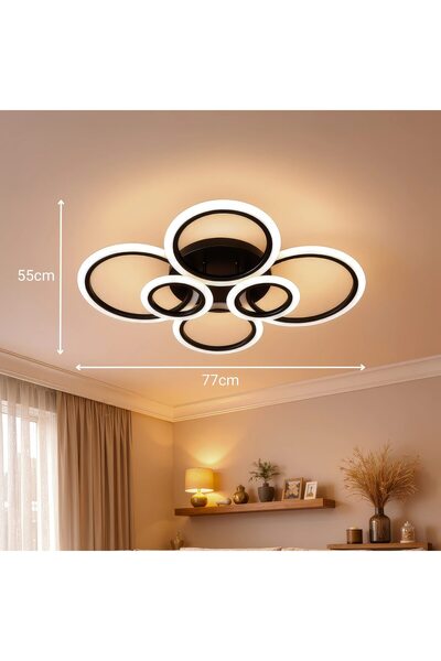 Alessandro DESIGN Candelabru LED cu Telecomandă Brigitte 6 Cercuri 82W Lumină...