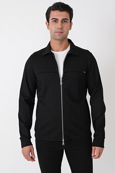 Efor Comfort Fit Side Pocket Zippered Black Coat Mt 185