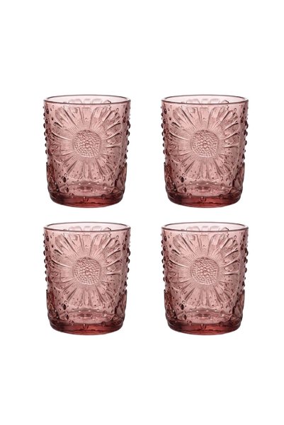 Lucky Art طقم مارا من 4 أكواب ماء زجاجية بنفسجية 300 مل