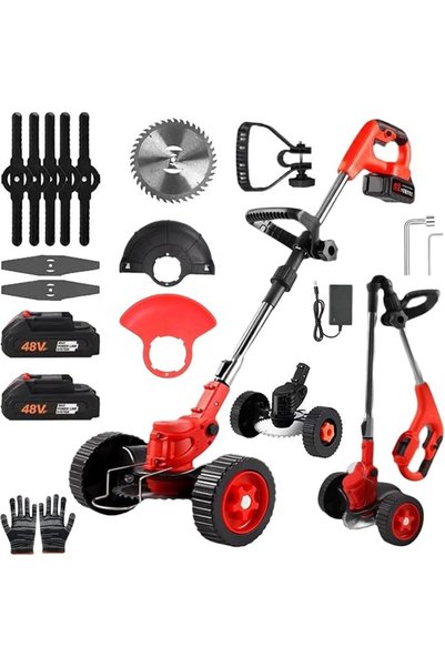 Homarket 48V Cordless Lawn Mower, Edger Lawn Trimmer, Retractable Foldable La...