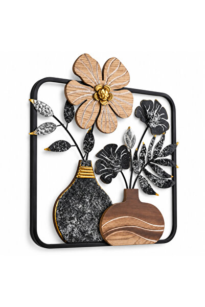 SHOPPINO Decorațiune Metalică de Perete cu Vaze și Flori, 50x60 cm