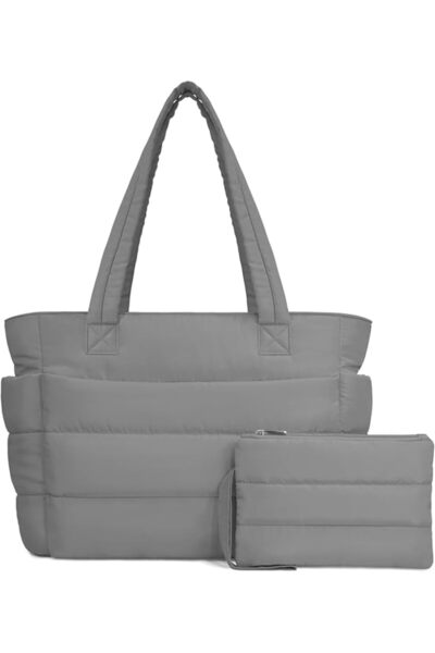 TOPDesign Puffer Tote Bag for Women, Lightweight Puffy Handbag with Compartme...