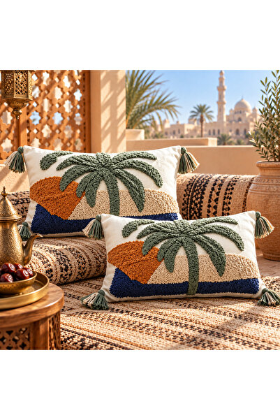 ShinyFlower طقم وسادة مبطنة ووسادة دعم للظهر |   نمط هندسي شرق أوسطي |   زخرف...