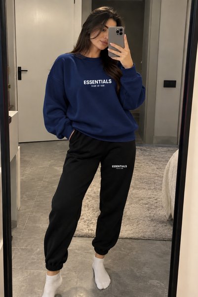 Revasser Unisex Kadın/Erkek Renkli Essentials Baskılı Kışlık Takım Bisiklet Y...