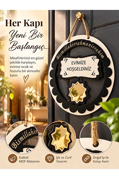 EVİNİZİNRİTMİ Bismillahirrahmanirrahim Evimize Hoşgeldiniz Yazılı Kapı Süsü S...