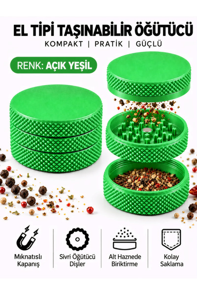 Arvina Atelier 3 Katmanlı Baharat Öğütücü Grinder | Alt Hazneli Mini El Tipi ...