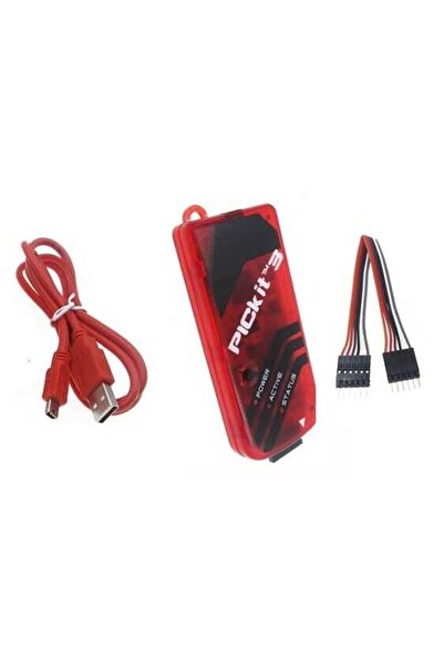 EmAyCenter PICkit 3 Programlayıcı ve Hata Ayıklayıcı 6 Pin ICSP Arayüzlü Set Kırmızı Mini USB Kablosu ile Devre