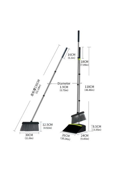 PAACHU Broom and Dustpan Set, Cleaning Supplies Broom and Dustpan Set for Home, 130cm Long Stainless Steel