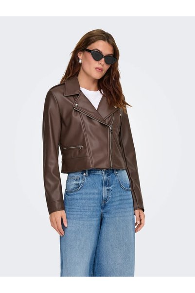 ONLY Onl Faux Leather Noos Kadın Suni Deri Mont Black Kahve