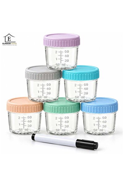 Elindor Set de 6 Elindor ®   Recipiente pentru alimente bebeluși, Borcane de ...