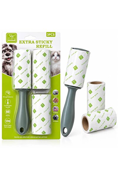 Nunbell Rolă pentru curățarea părului de animale de companie, cu rezerve - NB...