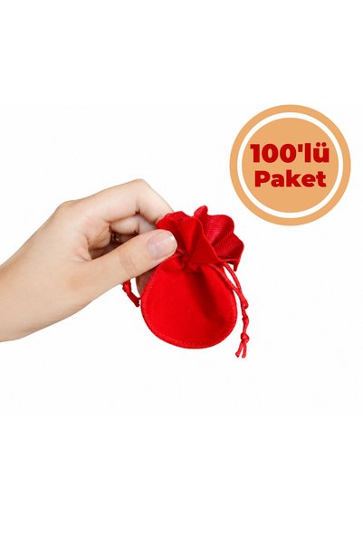 Renk İthalat Lale Kırmızı Kadife Kese 7x9 cm 100'lü Paket