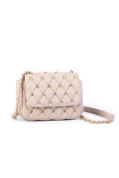 bundle island Nas Bag Γυναικεία τσάντα χιαστί με πέτρινη αλυσίδα και καπιτονέ...