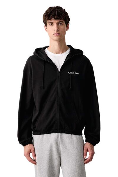 Calvin Klein Erkek Siyah Kapüşonlu Sweatshirt LV00NM3073