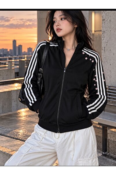 eyonnwear Kadın sakura detay nakışlı eşofman üstü hırka