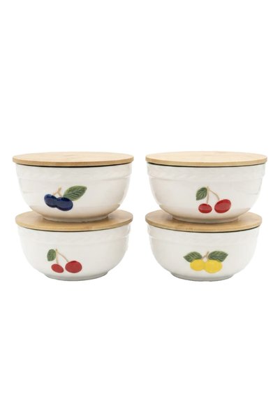 Lucky Art Cerisa Bone 16 cm 4-Piece Bowl Set with Lids