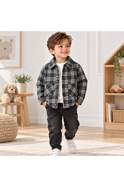 TucanKids Boy's Plaid Lumberjack Shirt Jacket with Fur Inside Thick Winter Ja...