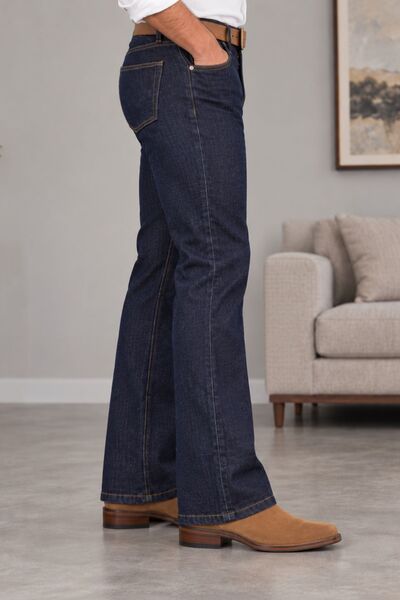 CEDY DENIM Premium Series: Men's Retro Flare Bootcut Jeans - Wide Leg Stonewashed Denim Pants C370-Navy Blue