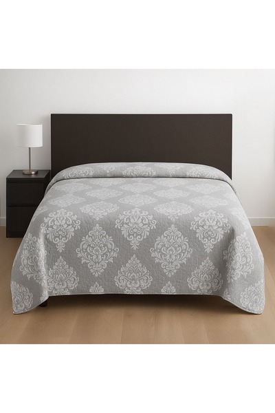 OEM Pilotă de pat reversibilă gri damasc 230x160cm