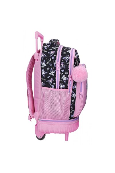 SANRIO Ghiozdan troler detasabil Kuromi Fortune Telling 2 compartimente, 2 roti 21x45x32 cm