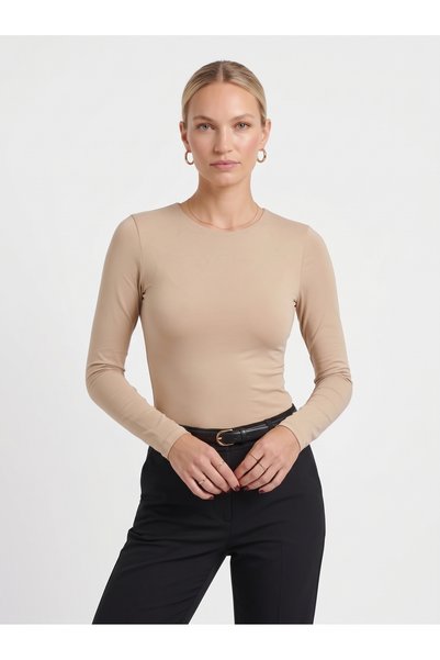 Noe Collection Women's Long Sleeve Crew Neck Slim Fit Stretchy Bodysuit