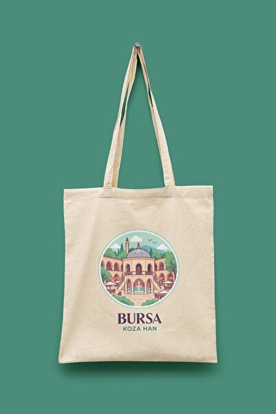 Bi Dünya Haber Koza Han - Geantă tote din seria Bursa Türkiye, geantă din pân...
