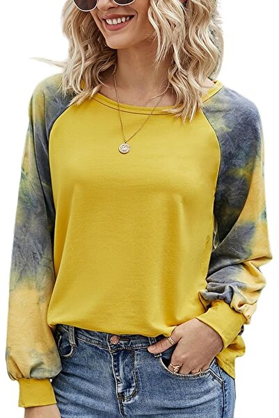 YOCUR Womens Tie Dye Crewneck Pullover Shirt Lightweight Sweatshirt Casual Lo...