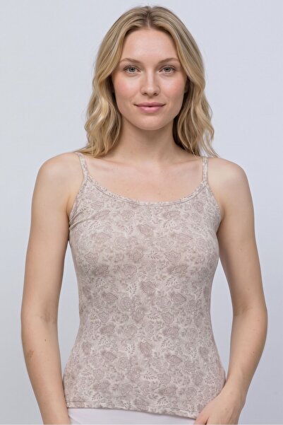 OBJE Women's Floral Patterned Rope Strap Tank Top