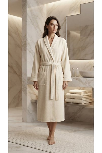 ÖZHANE TEKSTİL 100% Cotton Bathrobe Curly Shawl Yellow
