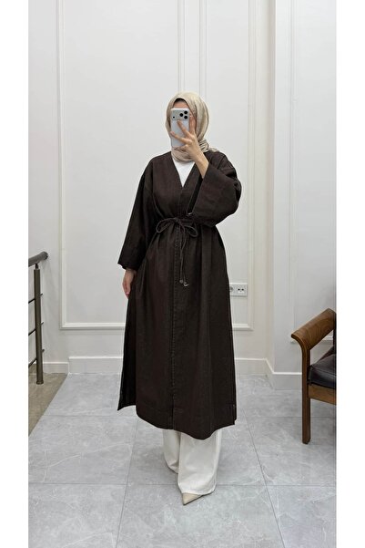 Minharir Monaco Brooch Detailed Denim Kimono