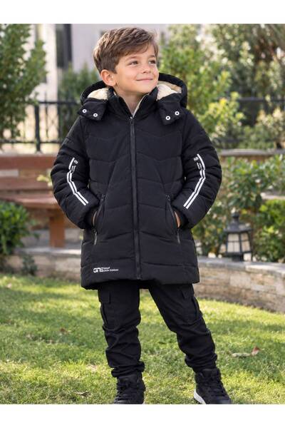 Ysferbutik Boy's Hooded Fur Detailed Puffer Coat – Detachable and Attachable ...