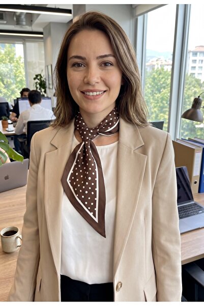 tuaipek Cravată/Eșarfă cu model buline mocha