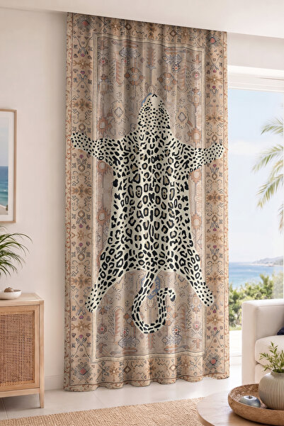 Realhomes Leopard Print Look Ethnic Kilim Patterned Digital Printed Single Wi...