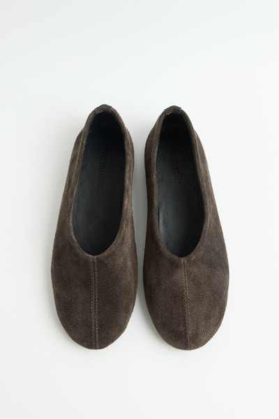 LUTVELIZADE Babet 2614 - Real Leather Flat Form Dark Smoked Suede Women's Babet