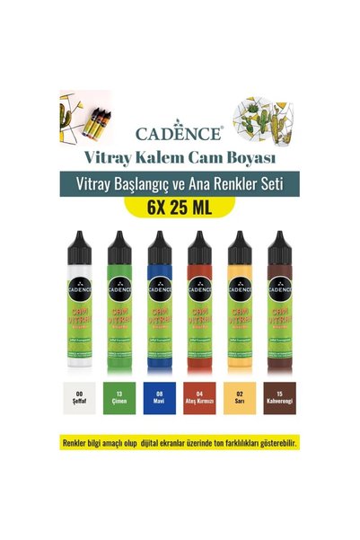 Cadence Boya 6X25ML Vitray Kalem Cam Boyası - Vitray Başlangıç ve Ana Renkler...