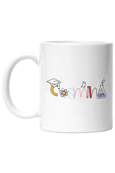 INOVATIX Personalized white mug, Name Cosmina, School, Chemistry, Materials, ...